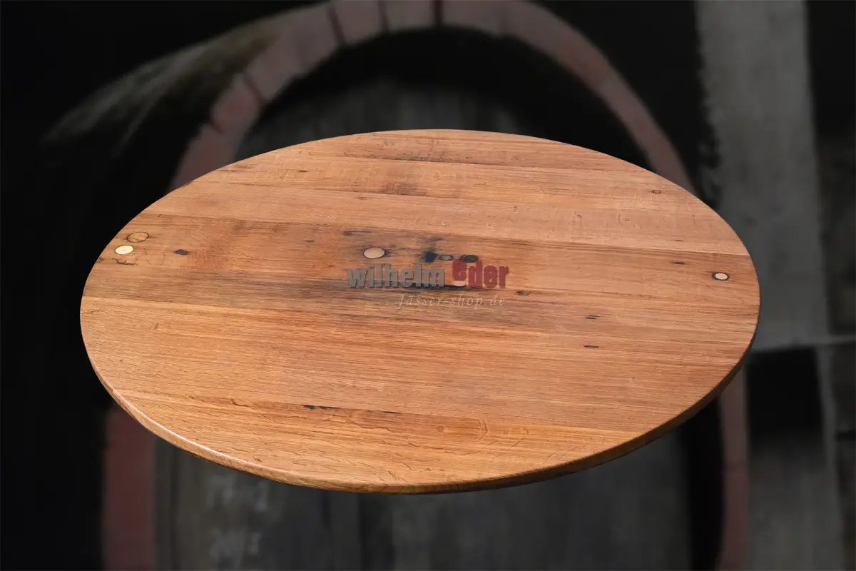 Tabletop made from a former barrel head