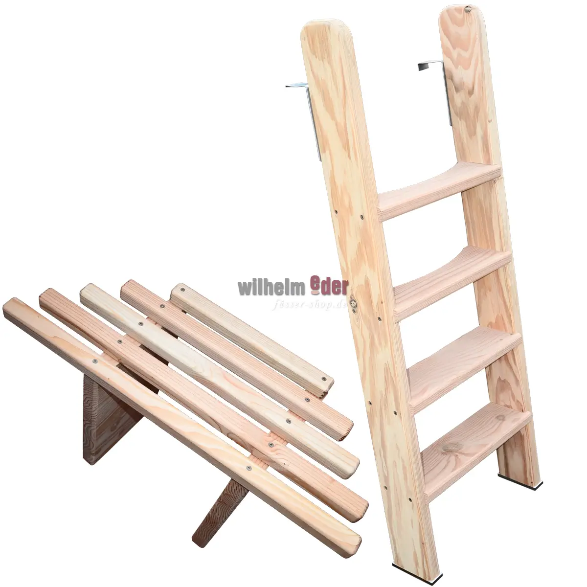 einstieg_sitz_regentonne_1 Access ladder and bench for barrels and tubs