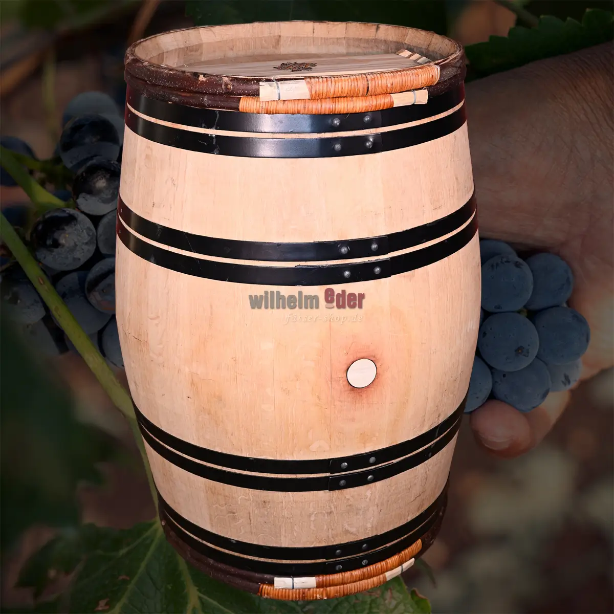 Decoration barrel 225 l - exclusive,  black hoops