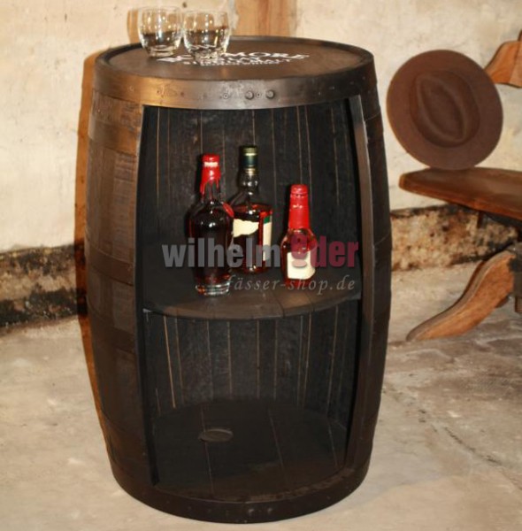 Shelf barrel made of a bourbon barrel 190 l black