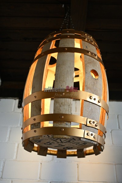 Lampshade made from a Whiskey Barrel